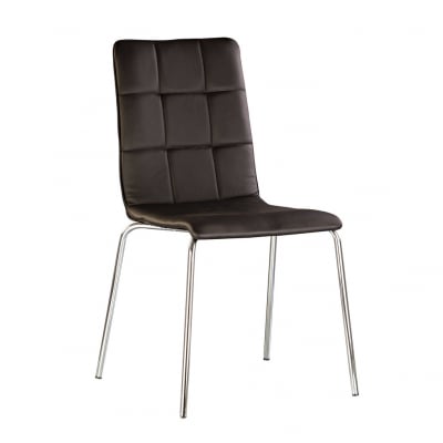 Bucătărie - Scaun bucatarie Sidney II Chrome, Negru piele ecologica