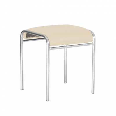 Mobilier pentru bucătărie - Scaun bucatarie Timber Chrome, Crem piele ecologica