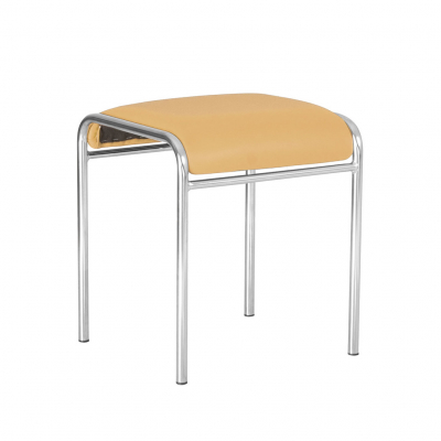 Scaune de bucătărie - Scaun bucatarie Timber Chrome, Ocru piele ecologica
