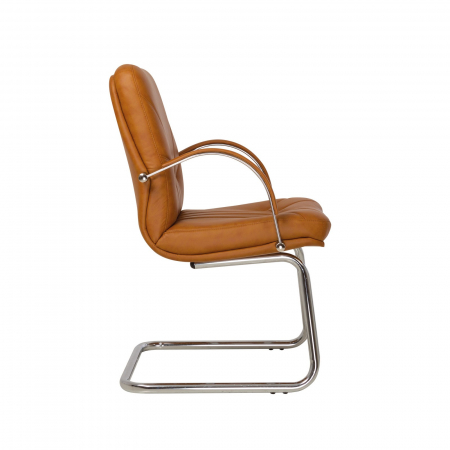 Scaun conferinta MAVIS CF LB STEEL CHROME, Brun deschis piele ecologica [2]