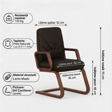 Scaun conferinta MAVIS EXTRA CF, Crem, piele naturala [4]