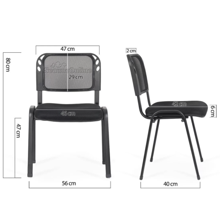 Scaun conferinta VENTO, spatar Mesh, cadru metalic, Negru [7]