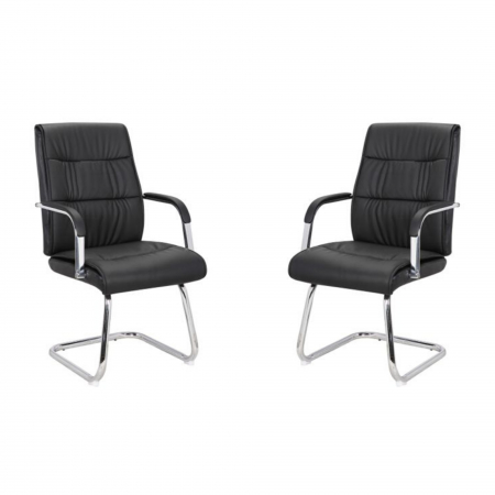 Scaun conferinta/vizitator DEAL CF, Negru, Piele ecologica [4]
