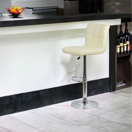 Scaun de bar Cortina, crem, piele ecologica [1]