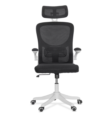 Scaun de birou AERIS, tetiera reglabila, brate rabatabile, Mesh, Negru [1]