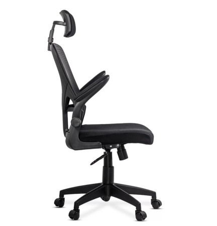 Scaun de birou AERO, brate rabatabile, Mesh + Textil, Negru [1]