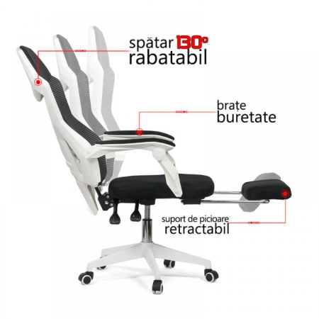 Scaun de birou Ares 88, alb, plasa [1]
