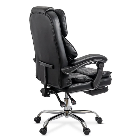 Scaun de birou DIAMOND, suport pentru picioare, reclinare 150°, Piele ecologica, Negru [1]