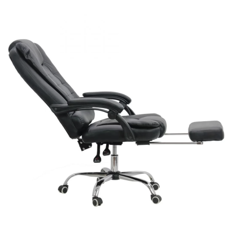 Scaun de birou EMPEROR, suport pentru picioare, recliner 135°, Piele ecologica, Negru [1]