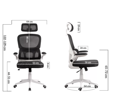 Scaun de birou ergonomic Davos 138, suport lombar reglabil , Negru, Stofa + Mesh [6]