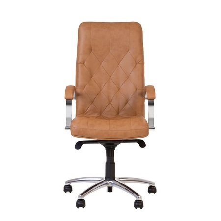 Scaun de birou HAVANA STEEL CHROME, mecanism Multiblock, Brun deschis, piele ecologica [1]