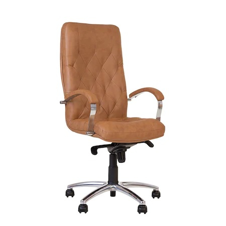 Scaune directoriale - Scaun de birou HAVANA STEEL CHROME, mecanism Multiblock, Brun deschis, piele ecologica