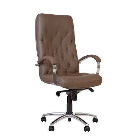 Scaune directoriale - Scaun de birou HAVANA STEEL CHROME, mecanism Multiblock, Brun, piele ecologica