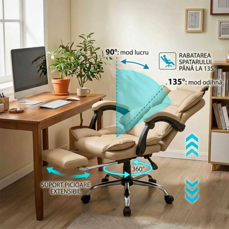Scaun de birou Matrix, crem, piele ecologica [2]
