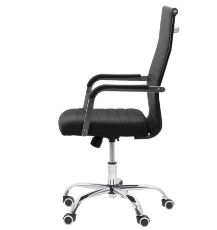 Scaun de birou ODESSA, cadru cromat, reglabil pe inaltime, Piele ecologica, Negru [2]