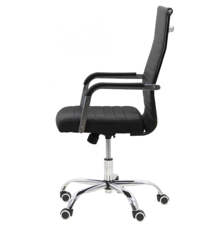 Scaun de birou ODESSA, cu brate, ajustabil,piele ecologica, Negru [2]
