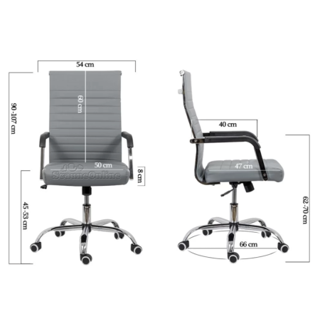 Scaun de birou ODESSA, cu brate, ajustabil,piele ecologica, Negru [3]