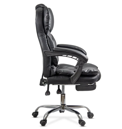 Scaun de birou PRETORIA, suport pentru picioare, mecanism A-Sincron, Piele ecologica, Negru [9]