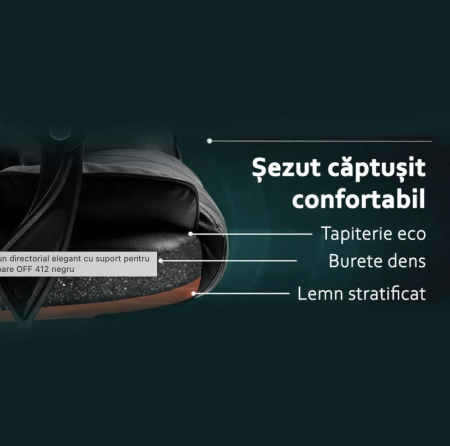 Scaun de birou PRETORIA, suport pentru picioare, mecanism A-Sincron, Piele ecologica, Negru [6]