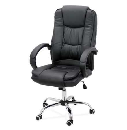 Scaune de birou - Scaun de birou REGAL, baza metalica cromata, piele ecologica, Negru