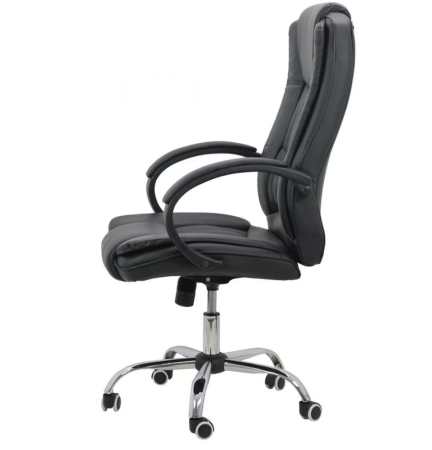 Scaun de birou REGAL, baza metalica cromata, piele ecologica, Negru [3]