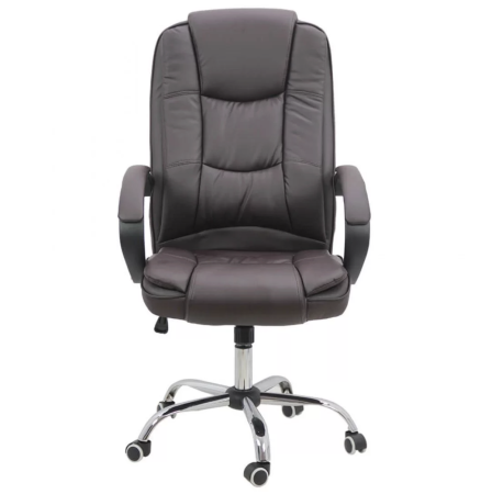 Scaun de birou REGAL, baza metalica cromata, piele ecologica, Maro [2]