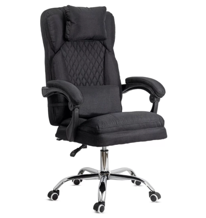 Scaun de birou RELAXA, perna lombara cu masaj, stofa, Negru [1]