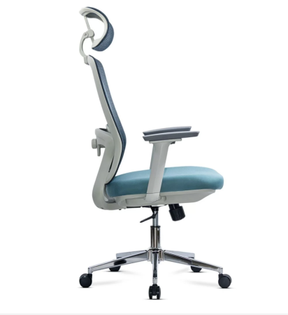 Scaun de birou SKY, brate 3D, suport lombar reglabil, Mesh + Textil, Bleu [2]