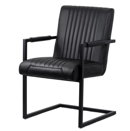 Scaun dining TERRA, cadru metalic, piele ecologica, Negru [2]
