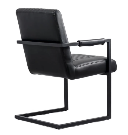 Scaun dining TERRA, cadru metalic, piele ecologica, Negru [3]