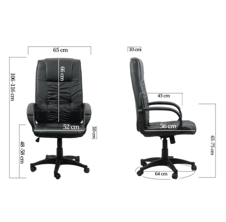 Scaun de birou URBAN, mecanism balans, piele ecologica, Negru [4]