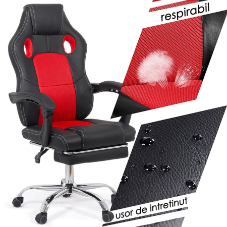 Scaun de birou Valor 90, rosu, plasa [2]