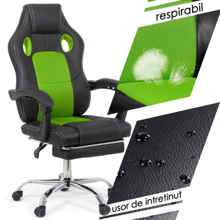 Scaun de birou Valor 90, verde, piele ecologica [2]