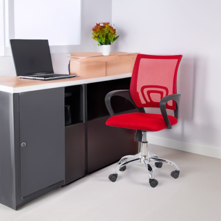 Scaun de birou Vector, rosu, plasa [1]