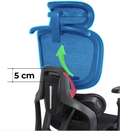 Scaun de birou VISION, brate 4D, mesh respirabil, Negru [5]