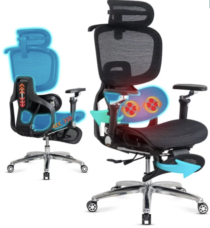 Scaun de birou VISION, brate 4D, mesh respirabil, Negru [3]