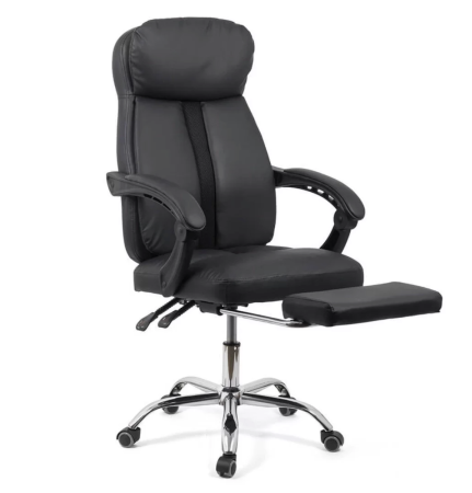 Scaune directoriale - Scaun de birou ZENITH, suport pentru picioare, recliner 135°, Piele ecologica, Negru