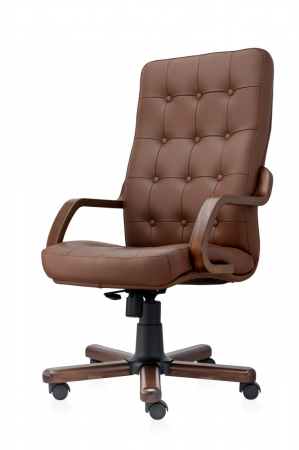 Scaun directorial ATLAS EXTRA  piele naturala, Maro inchis [1]