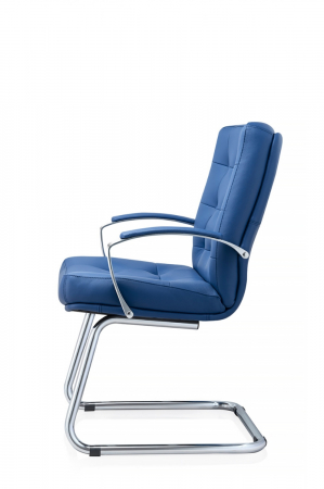 Scaun de conferinta ATLAS CHROME piele naturala, Albastru [2]