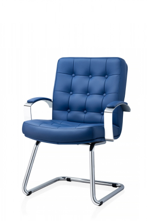 Scaun de conferinta ATLAS CHROME piele naturala, Albastru [1]