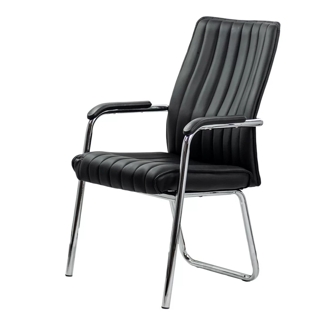 Scaun de conferinta BASE, piele ecologica, Negru [3]