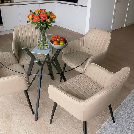 Scaun dining Aida, bej, catifea [2]