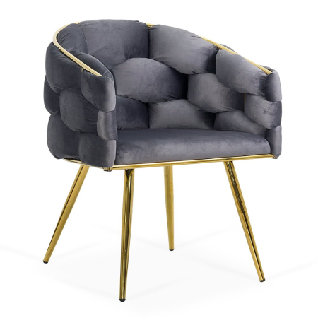 Scaune de dining - Scaun dining Amira, gri, catifea