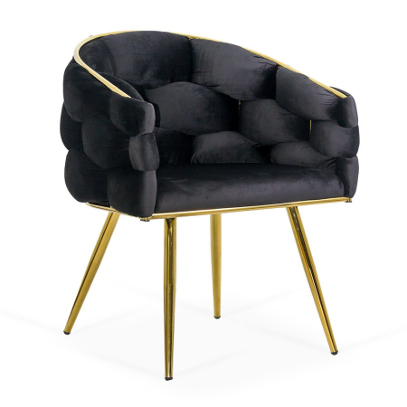 Scaune de dining - Scaun dining Amira, negru, catifea