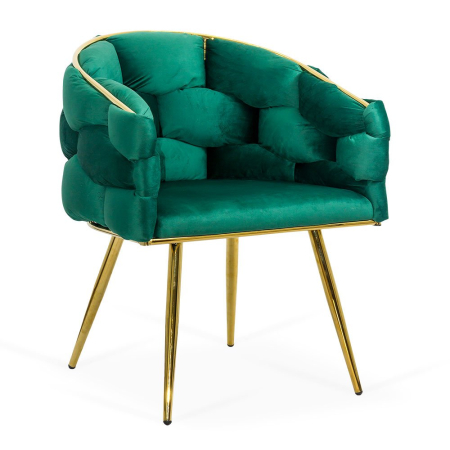 Scaune de dining - Scaun dining Amira, verde, catifea