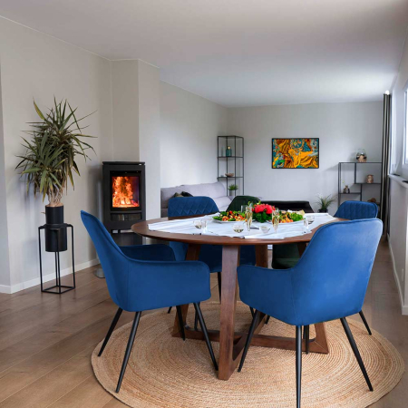 Scaun dining Aria, albastru, catifea [1]