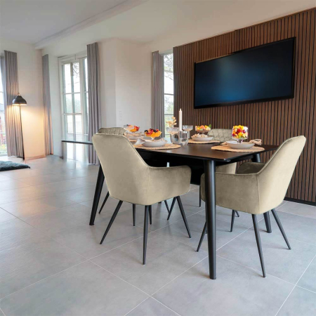 Scaun dining Aria, bej, catifea [1]