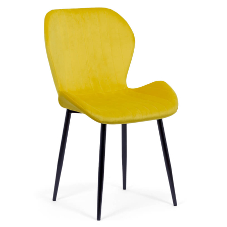Scaune de dining - Scaun dining Astra, galben, catifea