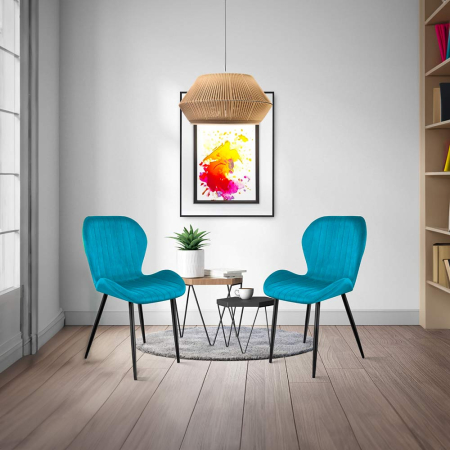 Scaun dining Astra, turcoaz, catifea [1]
