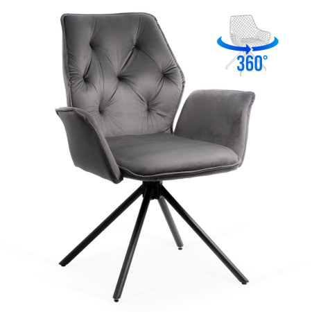 Scaune de dining - Scaun dining Aura, gri, catifea